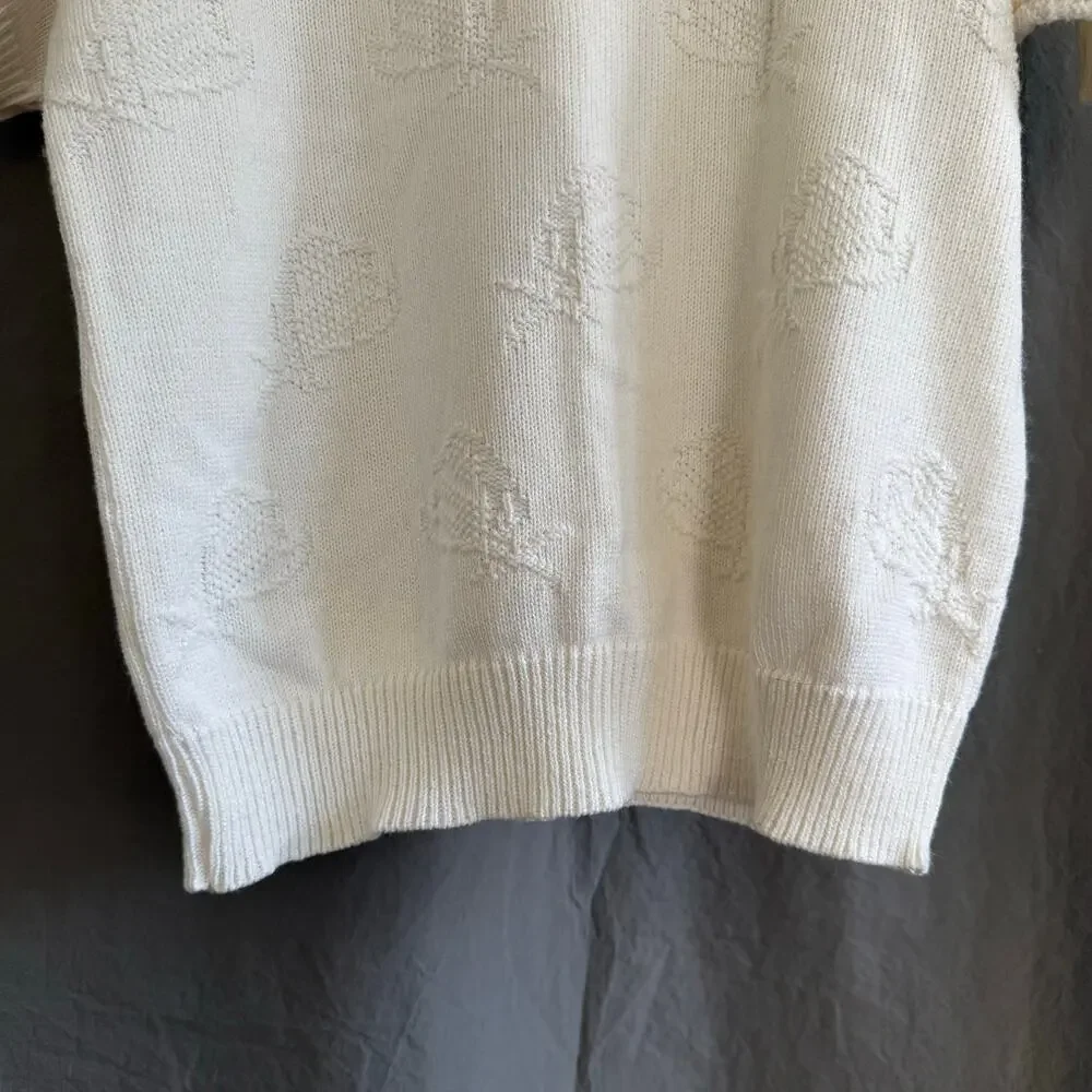 Vintage Worthington Sweater 80s Floral Embroidery Hearts Kitsch Cute Size Medium